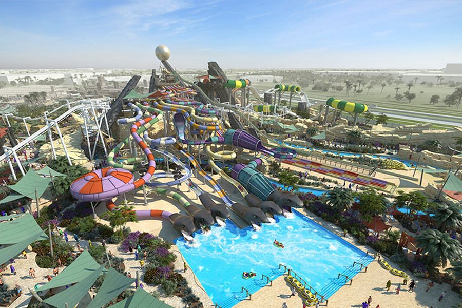 Yas Waterworld from above, Yas Island