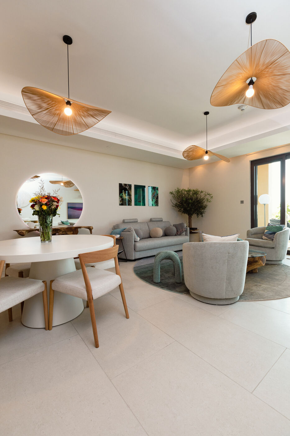 Living and dining area at L'Escapade, St. Regis Residences, Saadiyat Island