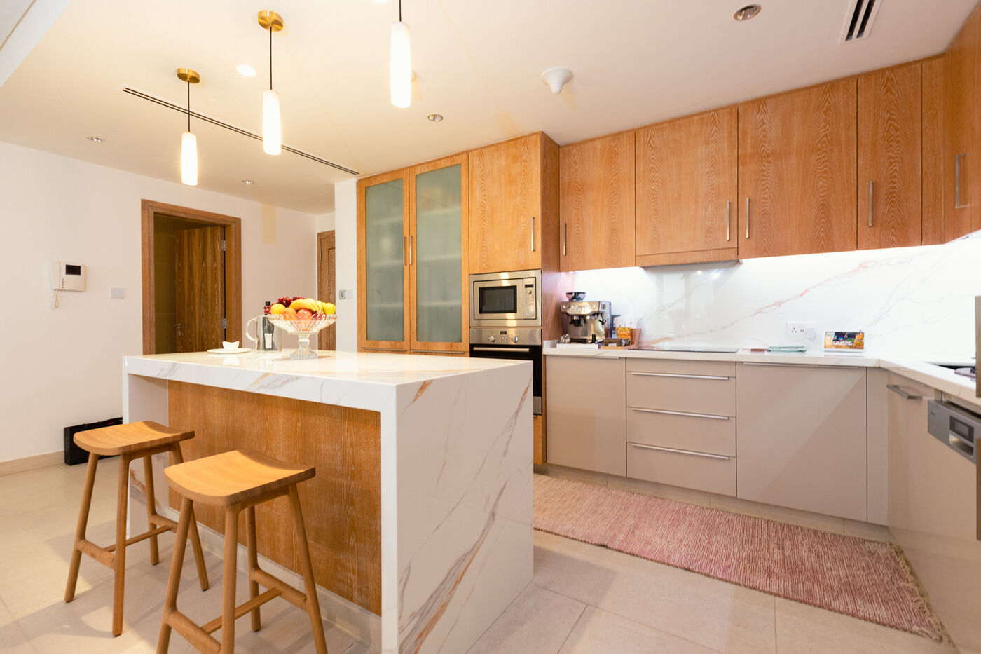 Living and dining area at L'Escapade, St. Regis Residences, Saadiyat Island