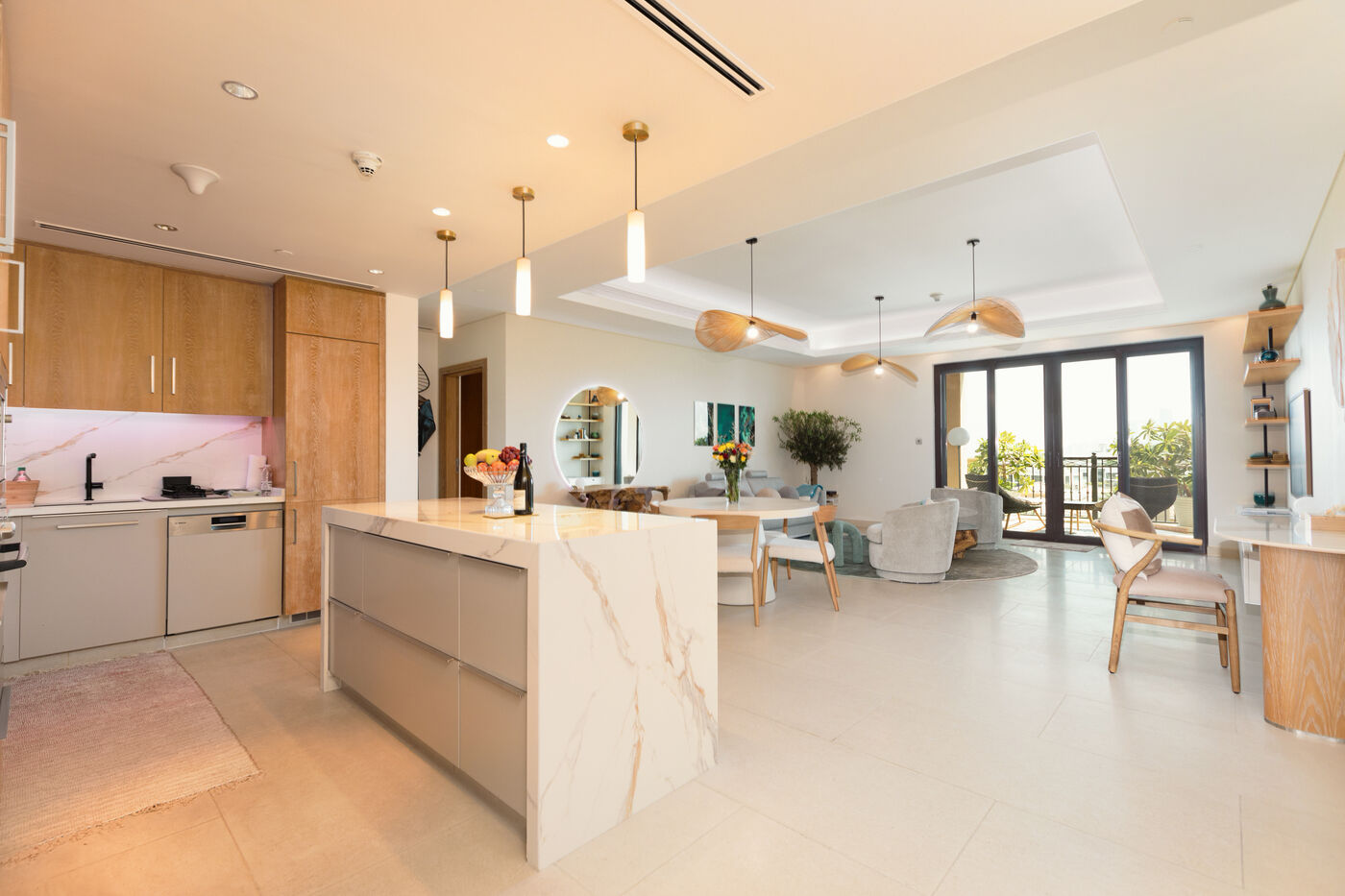 Living and dining area at L'Escapade, St. Regis Residences, Saadiyat Island