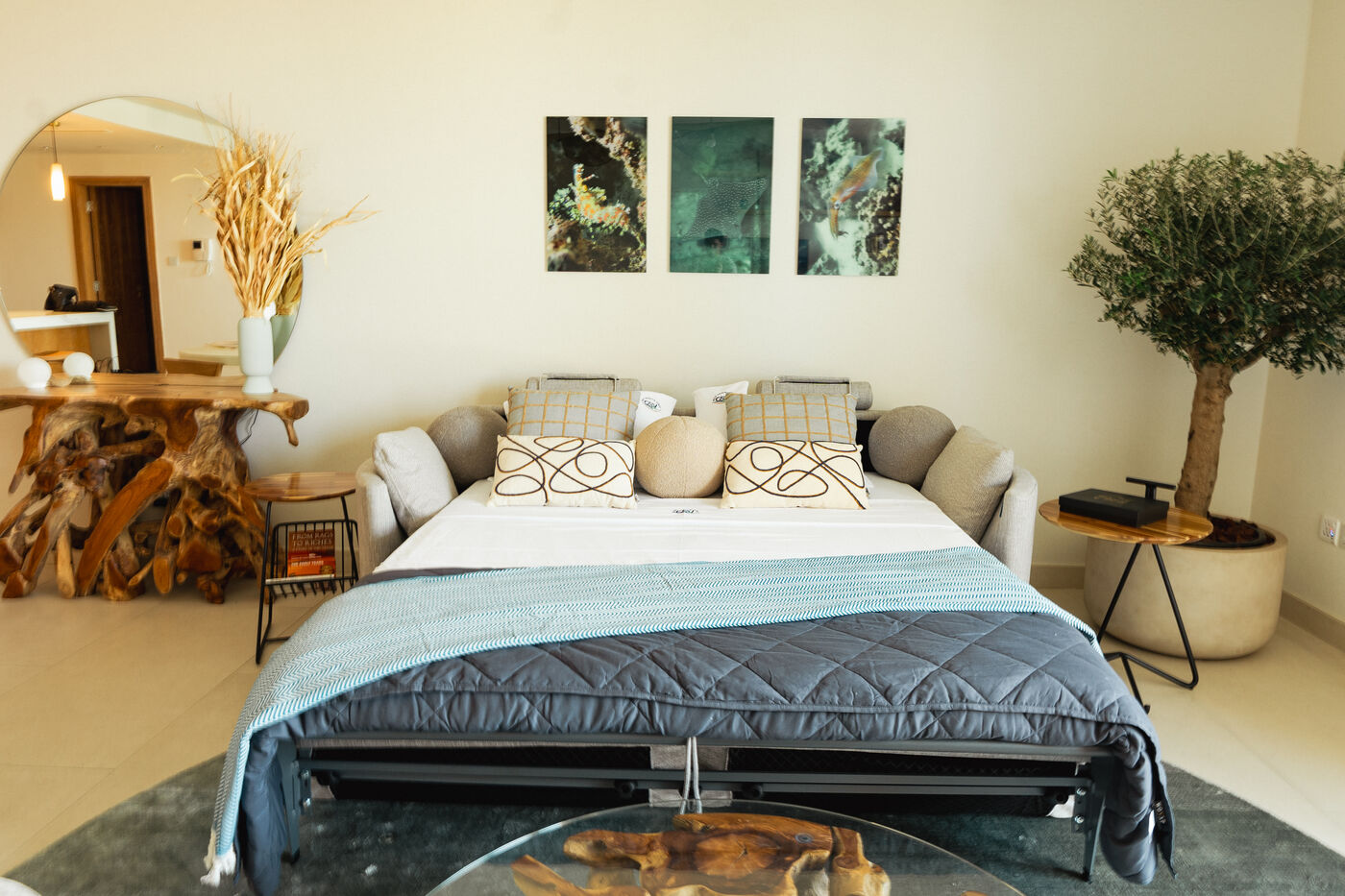 Living and dining area at L'Escapade, St. Regis Residences, Saadiyat Island